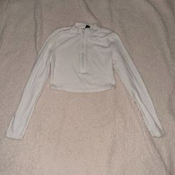 SHEIN White Cropped Zip-Up Top – Long Sleeve Size Small Fashion Nova, Outfits, Clothes