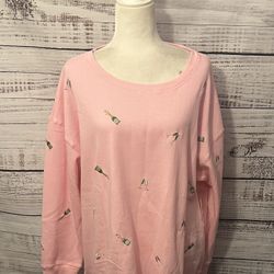 NWT Pink women champagne and champagne glasses sweatshirt size 3x