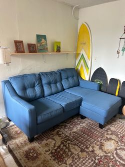 Blue L shaped Sofa