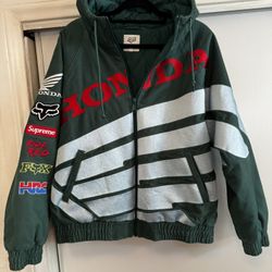 Supreme X Honda Fox Racing Puffy Zip Up Jacket - Green (Size M)