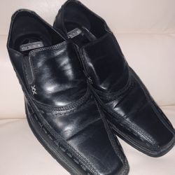 NUNN BUSH NXXT BLACK LEATHER SLIP ON DRESS MENS SHOES SIZE 9 1/2 M GENTLY WORN LOAFERS