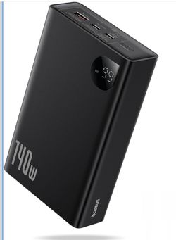 Baseus 140W Portable Power Bank Charger, 24000mAh Fast Charging Battery with 3 Ports for Laptops, 2 USB-C and 1 USB-A, LED Digital Display, Compatible