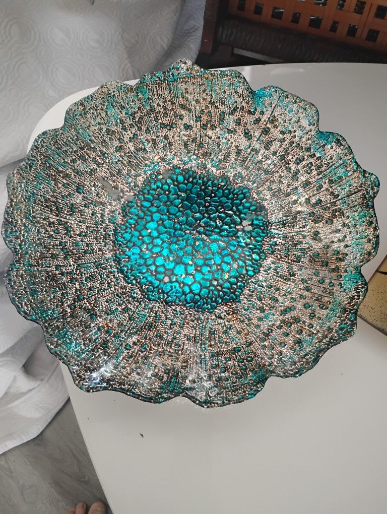 Blue Gold Glass Bowl