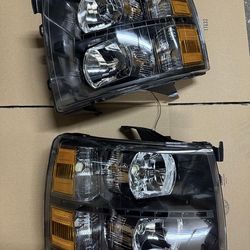 Pair LED DRL Headlights Compatible with 07-13 Chevy Silverado 1500 07-14 Silverado 2(contact info removed) HD, Black/Amber
