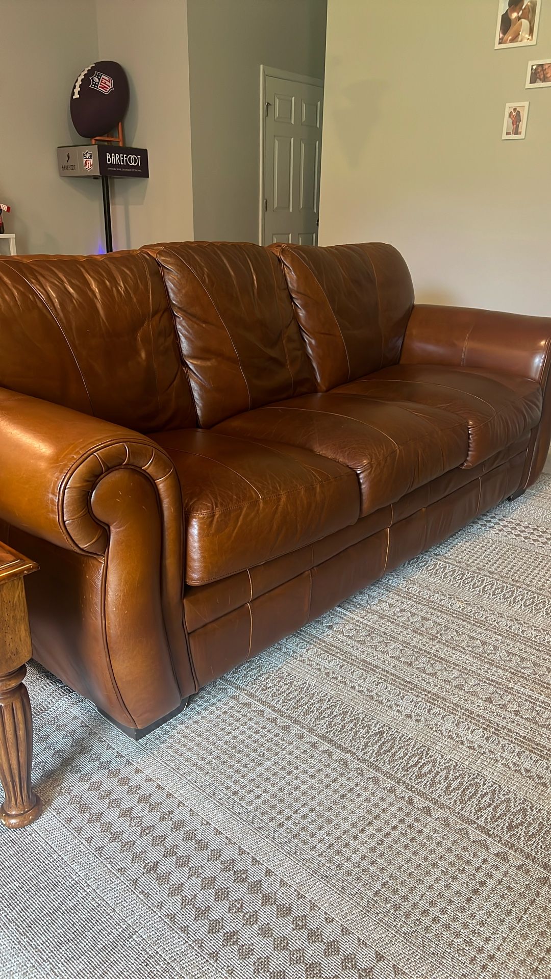 Brown Leather Sofa & Chair