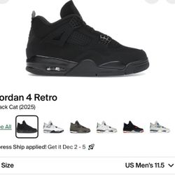 Air Jordan Retro 4 Black Cat Size 11 And 11.5 