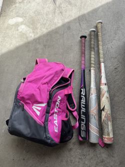 Easton Girls Softball Bag w/3 Bats (perfect For 6u-8u)