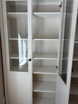 White glass door cabinet