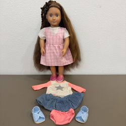 Long Brown Hair Our Generation Doll includes Extra Clothes 