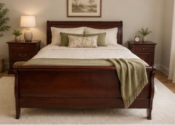 Ethan Allen Cherry Queen Bedroom Set – Solid Wood – Excellent Condition