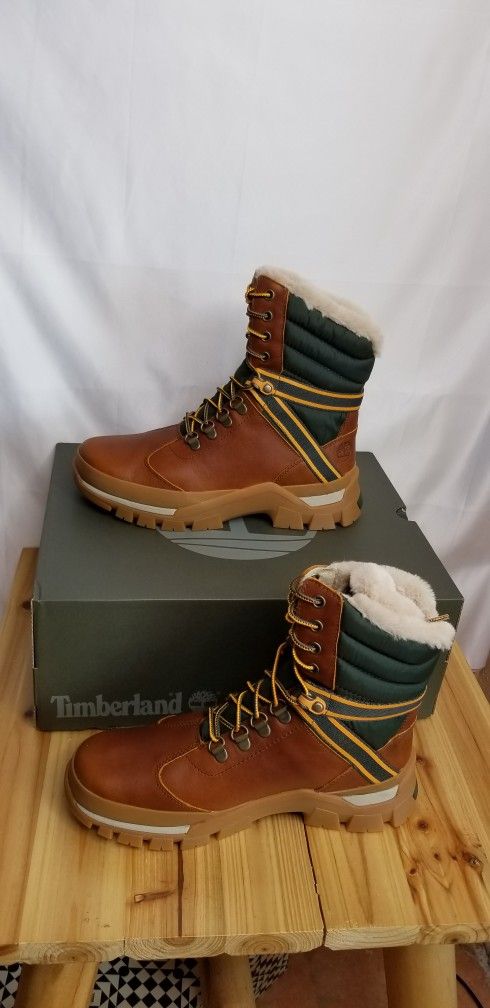 Timberland Jenness Falls Waterproof Insulated Boot Leather MD Brown Full Grain Sz 8.5 Womens New 