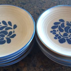 Vintage Pfaltzgraff Folk Art 6.75" Bread/Salad Dish--Set of 8