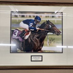 FAVORITE TRICK Breeders Cup Hand Signed by Hall of Fame rider KY legend PAT DAY - FRAMED 16 x 20 - COA Thoroughbred Memories