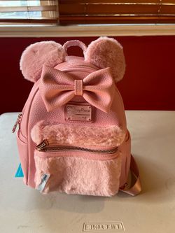 Disney Parks x Loungefly Pink Faux Fur Minnie Mouse Mini Backpack