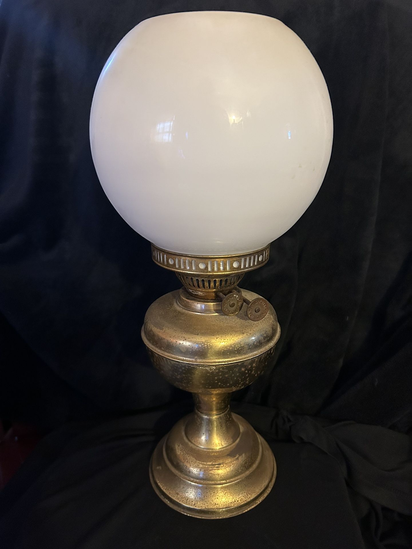 Antique Brass Oil Lamp With Globe