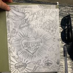 CUSTOM BLACK AND GREY ART WORK