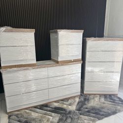 Dresser , Chest And 2 Nightstands - Cómoda, Gavetero Y 2 Mesitas De Noche 