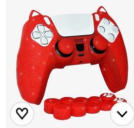 NEW PS5 Controller Silicone Cover  (Red Glitter)
