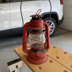 Vintage Red Kerosene Lantern 8 1/2”
