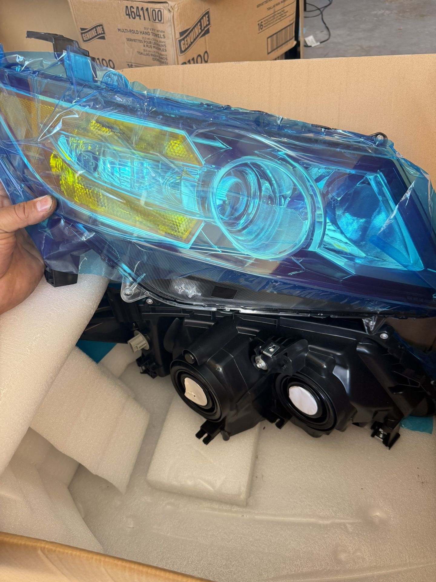 For 2011-2017 Honda Odyssey Black Housing Amber Corner Headlights Pair L+R