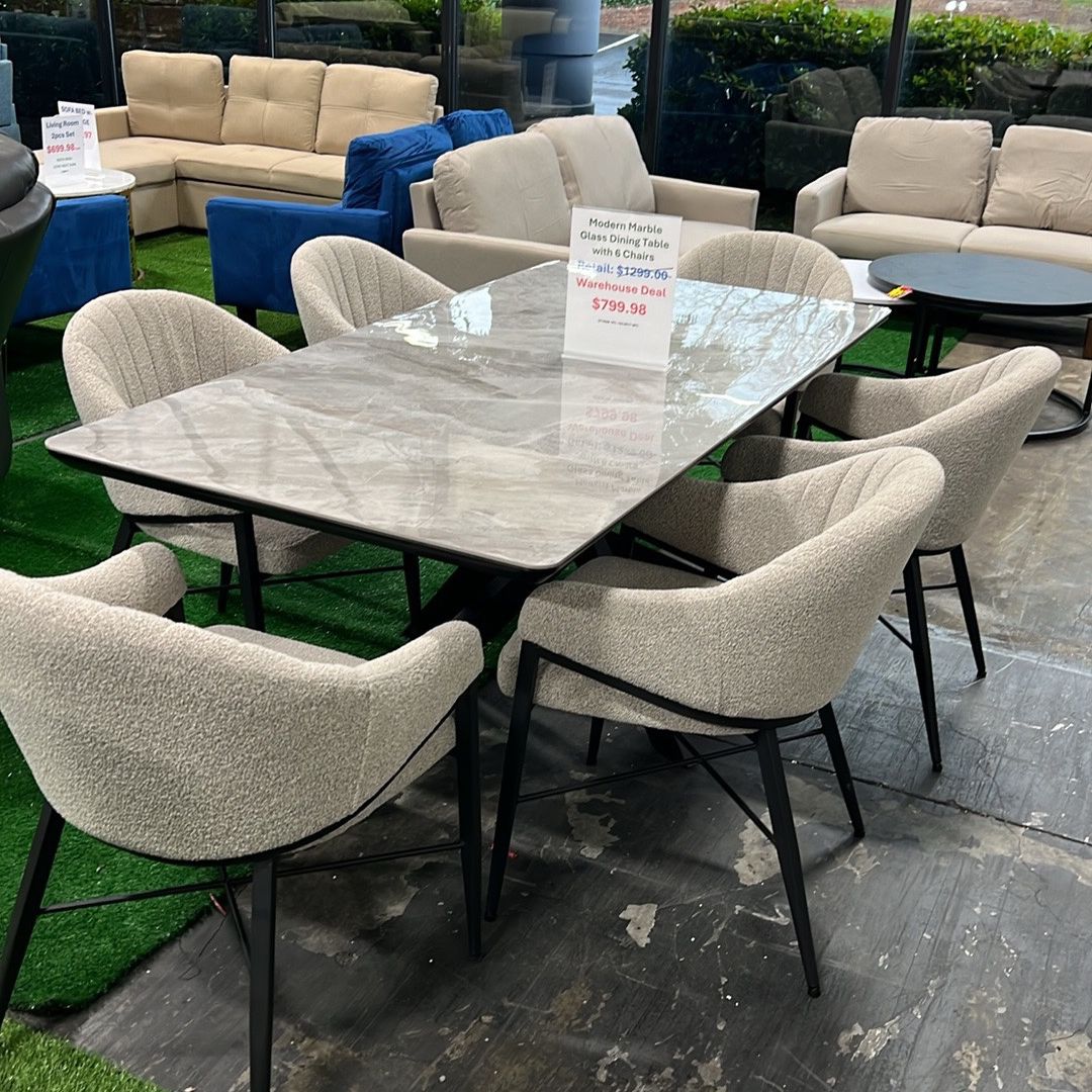 Modern Dining Table With 6 Chairs / Mesa de comedor moderna con 6 sillas