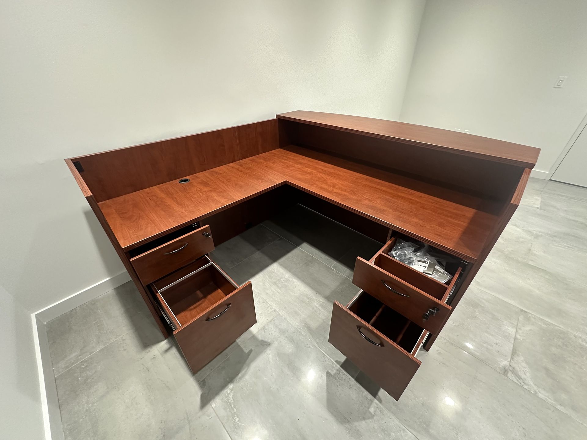 Office Reception Desk -  Lshape, Cherry 