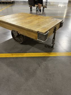 Wooden Factory Cart Coffee Table
