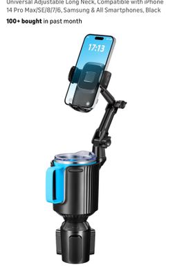 Cup Holder Phone Mount, 2 in 1 Universal Adjustable Long Neck