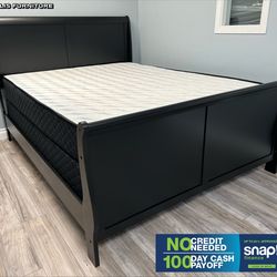 Queen sleigh beds w ortho mattresses