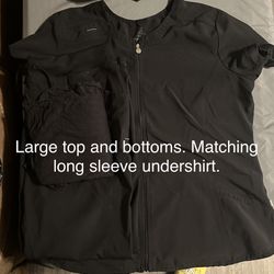 Cherokee Infinity Scrub Set. Large Zip up Top Large Bottoms With Matching Under Shirt 