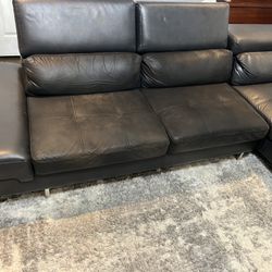 leather sectional couch Black