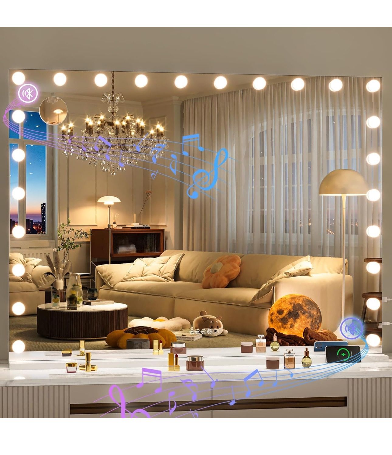 Brand New Hollywood LED Mirror w Bluetooth! 47.2 x 35in