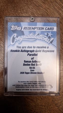 2026 Topps Chrome Roman Anthony Rookie Auto Gold Raywave Redemption