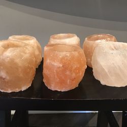 6 Himalayan Salt Rock Candle Holders
