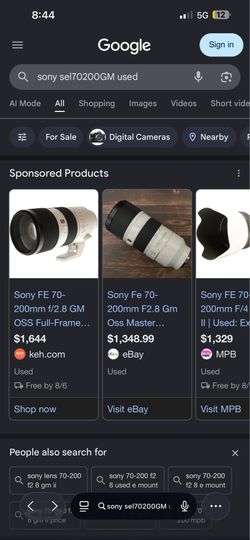 Sony camera Lens