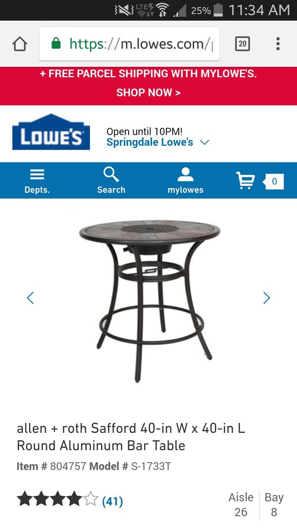 Allen Roth Safford 40 In W X L Round Aluminum Bar Table For 120sold