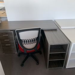 Desk L Shape Modern Gray , White 60”x48”