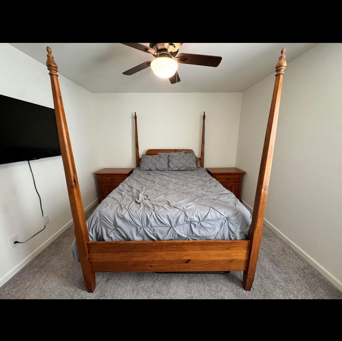 Queen Poster Bed And 2 Nightstands (Mattress and Box Spring NOT included