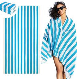2 Pack Oversized Beach Towel Cabana Striped 35"x70" Extra Large Super Absorbent Soft Pool Towel