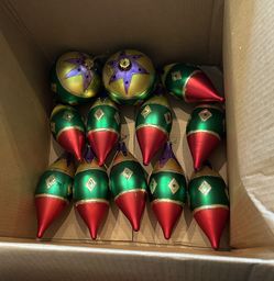 Christmas Hand painted Glass Mexican Style Ornaments