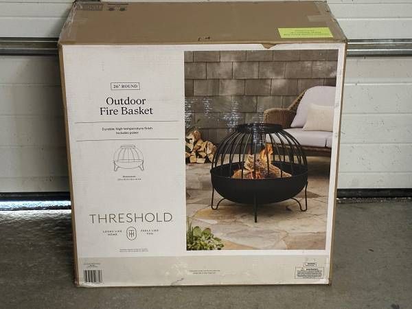 Brand New 26” Outdoor Fire Basket Wood Burning Round Pit Patio Furniture