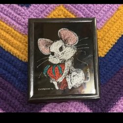 Vintage Carnival Fair Game Prize 5" Picture Mouse With Strawberry 90s Retro