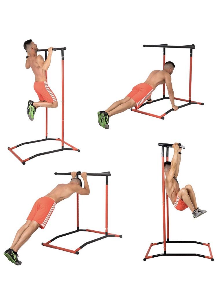 GoBeast Power Tower Pull-up bar Dip Stand Portable Pull up Station Movable Exercise Equipment Instruction Manual and Storage Bag max user-weight 300