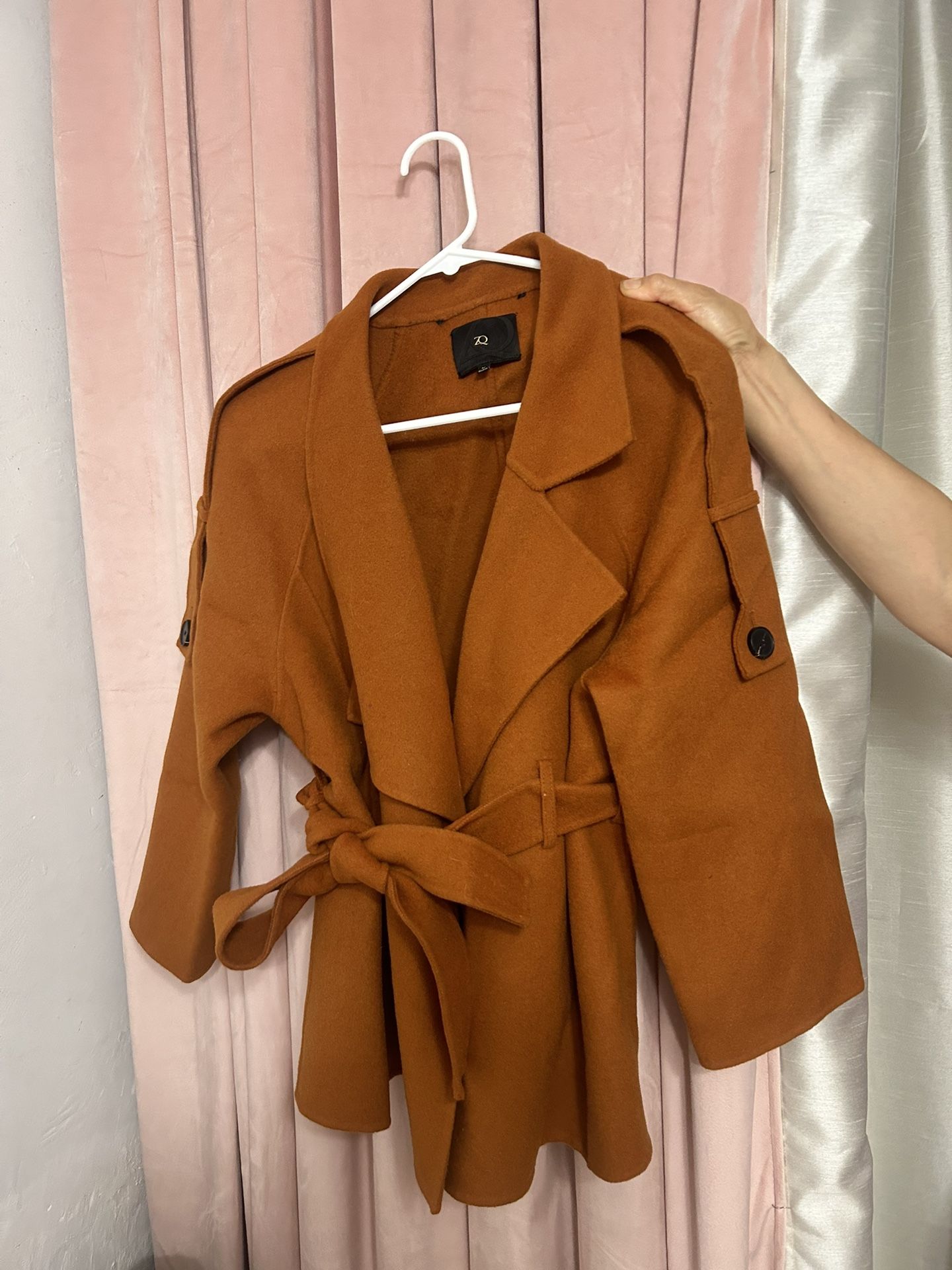 Double Sided Wool Coat Women Pumpkin Color