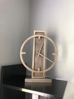 Large Modern Table Clock Aged Silver