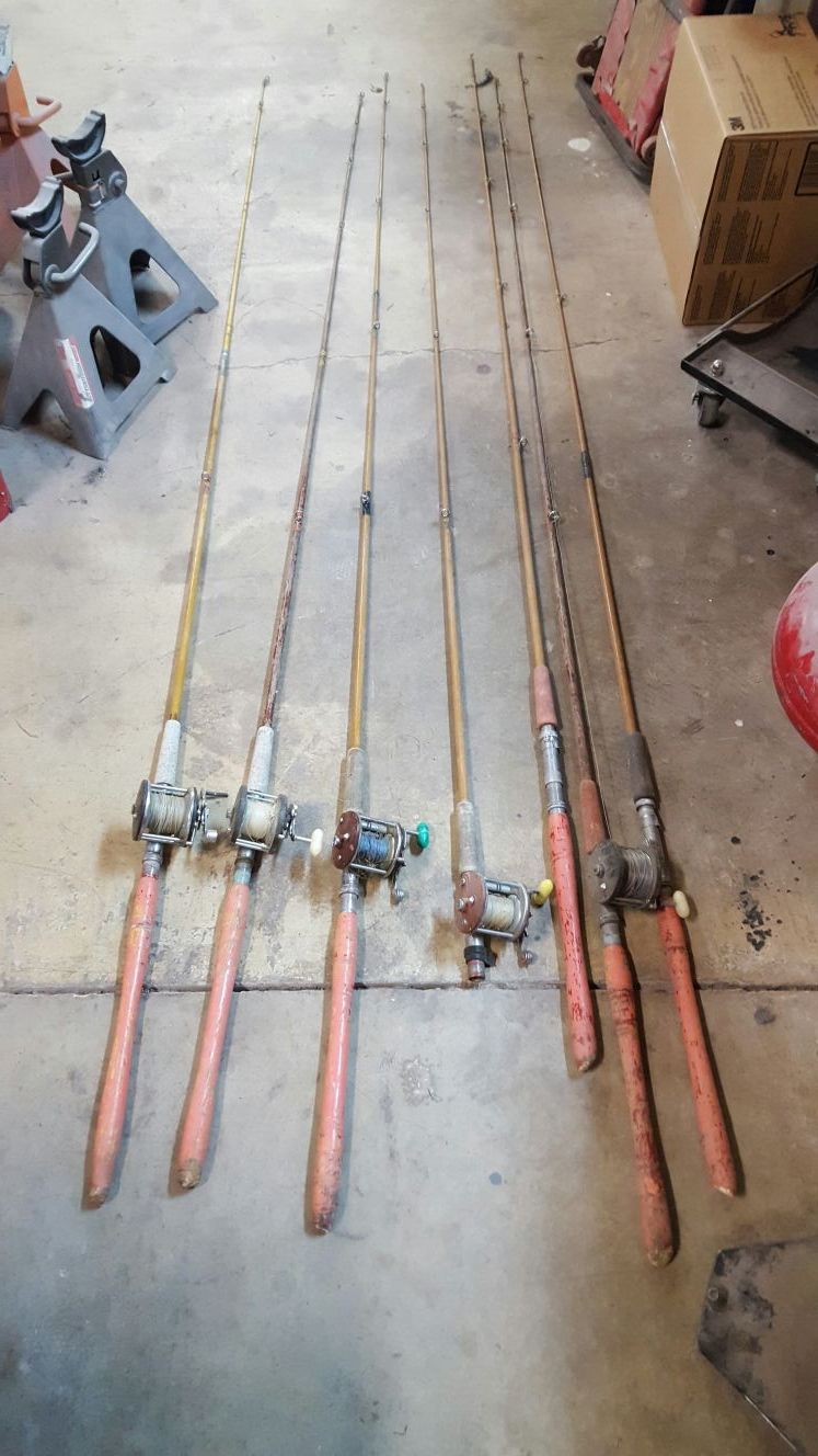 Vintage deep sea fishing rods & reels
