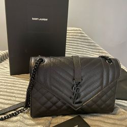 Original Handbag Black - YSL - Envelope Medium - GRAIN DE POUDRE EMBOSSED LEATHER