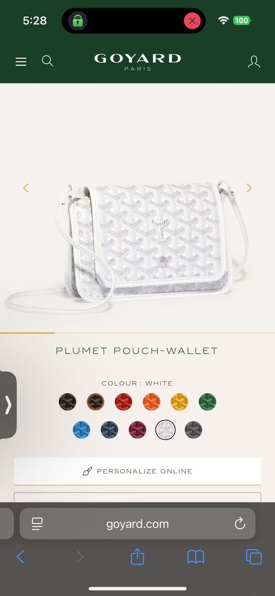 Plumet Pouch  Wallet Bag Purse White
