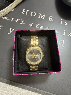 TOUS Gold-Tone Watch with Crystal Bezel
