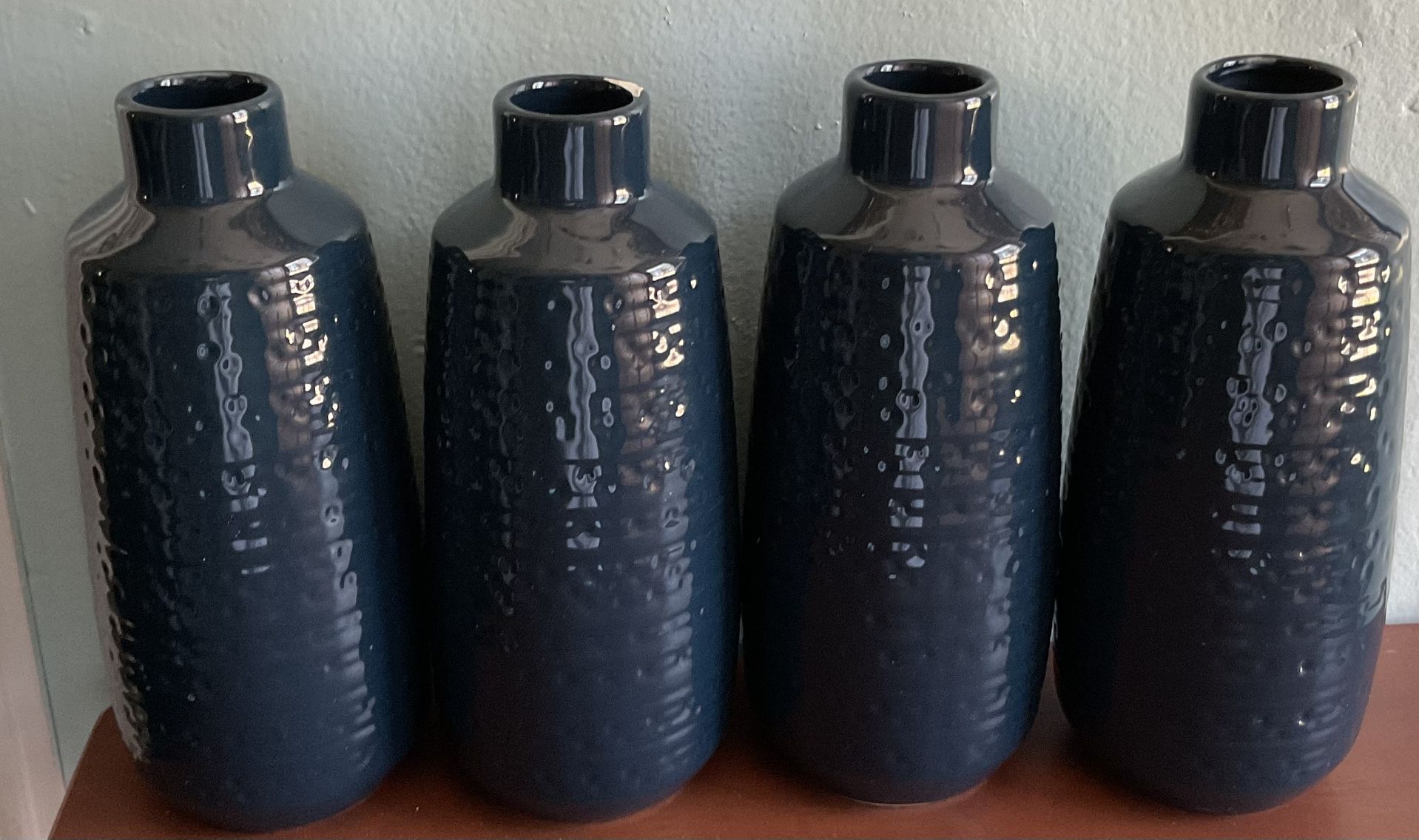 Set Of 4 Blue Vases-8 Inches Tall